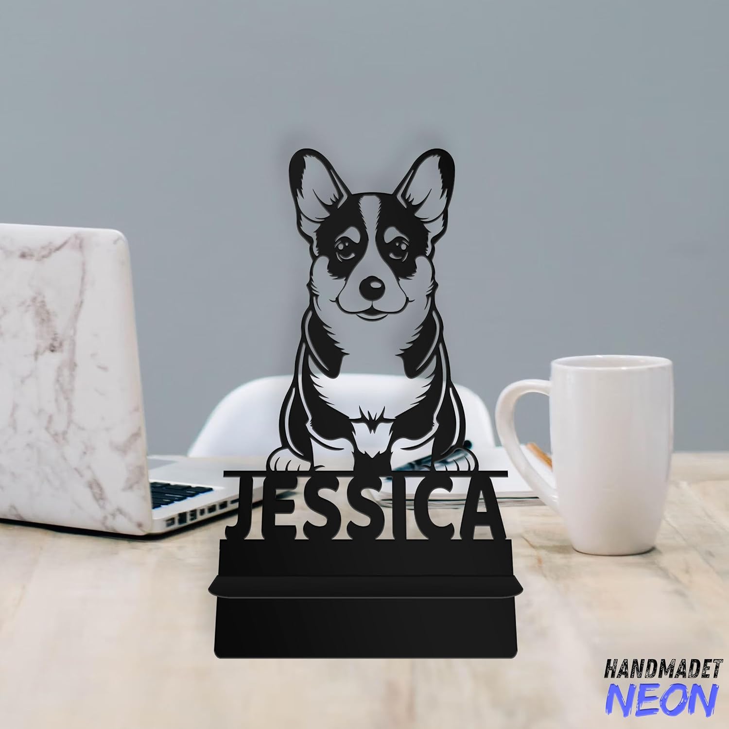 Personalized Corgi Dog Phone Holder, Custom Name Metal Desk Stand, Cute Pet Accessories Dock, Tablet, Smartphone Display Stands, Gifts For Friends, Animal Lovers, Teens, Christmas image 2