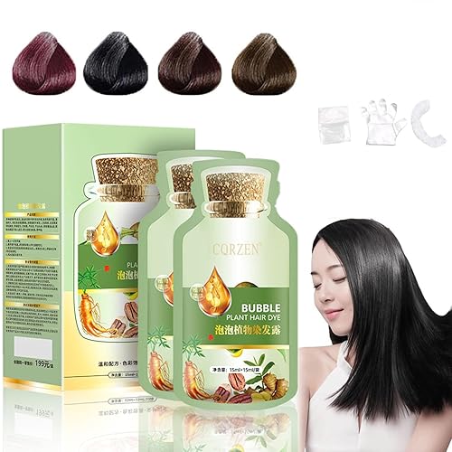 Vista 14 de Tinte natural para el cabello, nuevo tinte botánico de burbujas para el cabello, 0.7 fl oz, 10 paquetes/caja, marrón castaño, extracto de planta