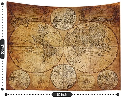 Miniatura 3 de Capsceoll - Tapiz de mapamundi, con mapa azul grande, para colgar en la pared, 80 x 60 pulgadas, azul y blanco, decoración de la habitación