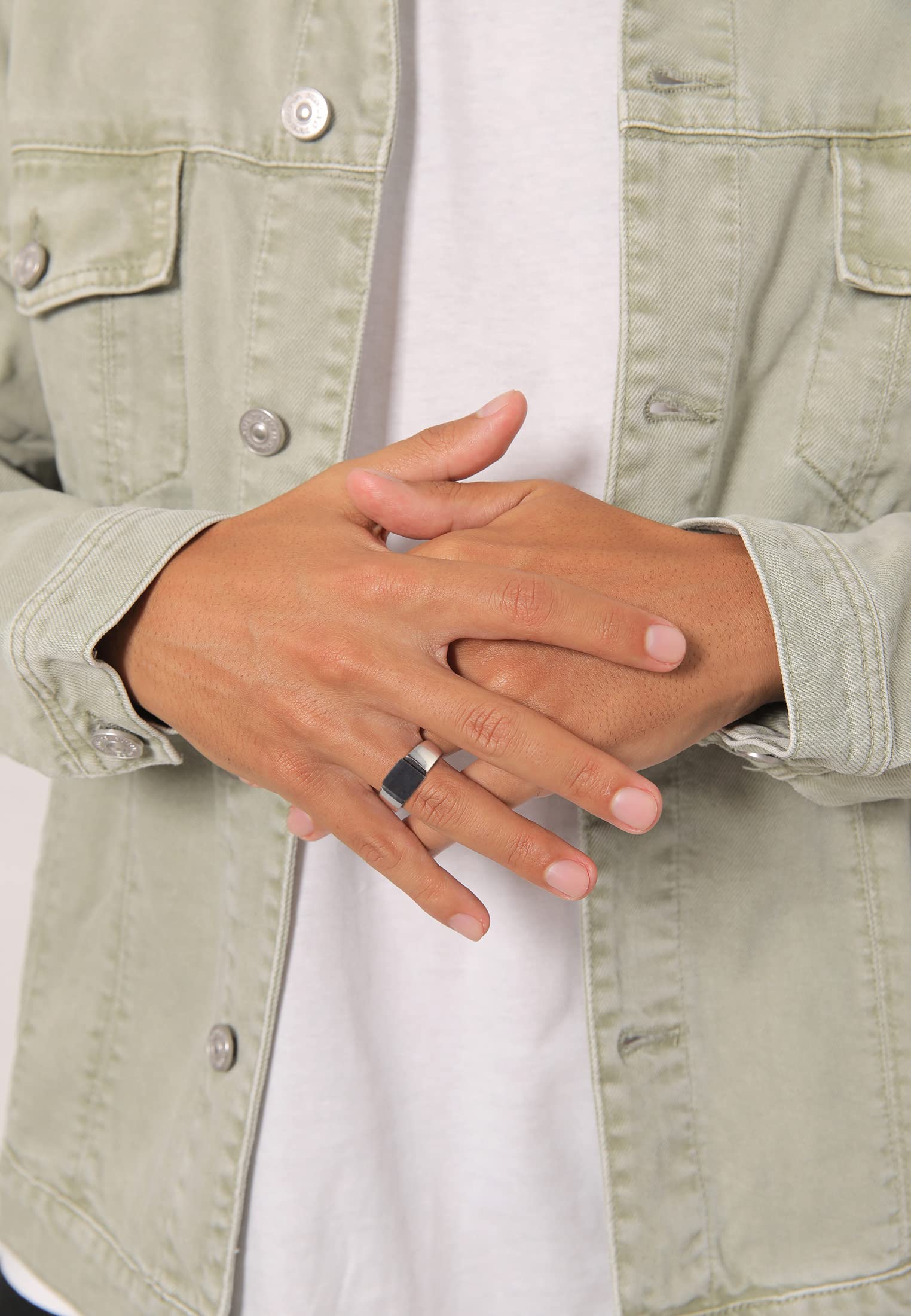 Kuzzoi Anillo de sello para hombre cuadrado mate oxidado en plata de ley 925 maciza, clásico anillo de plata para hombre (10 mm), anillo de banda para hombres en el tamaño del anillo 60-66, 0607311422