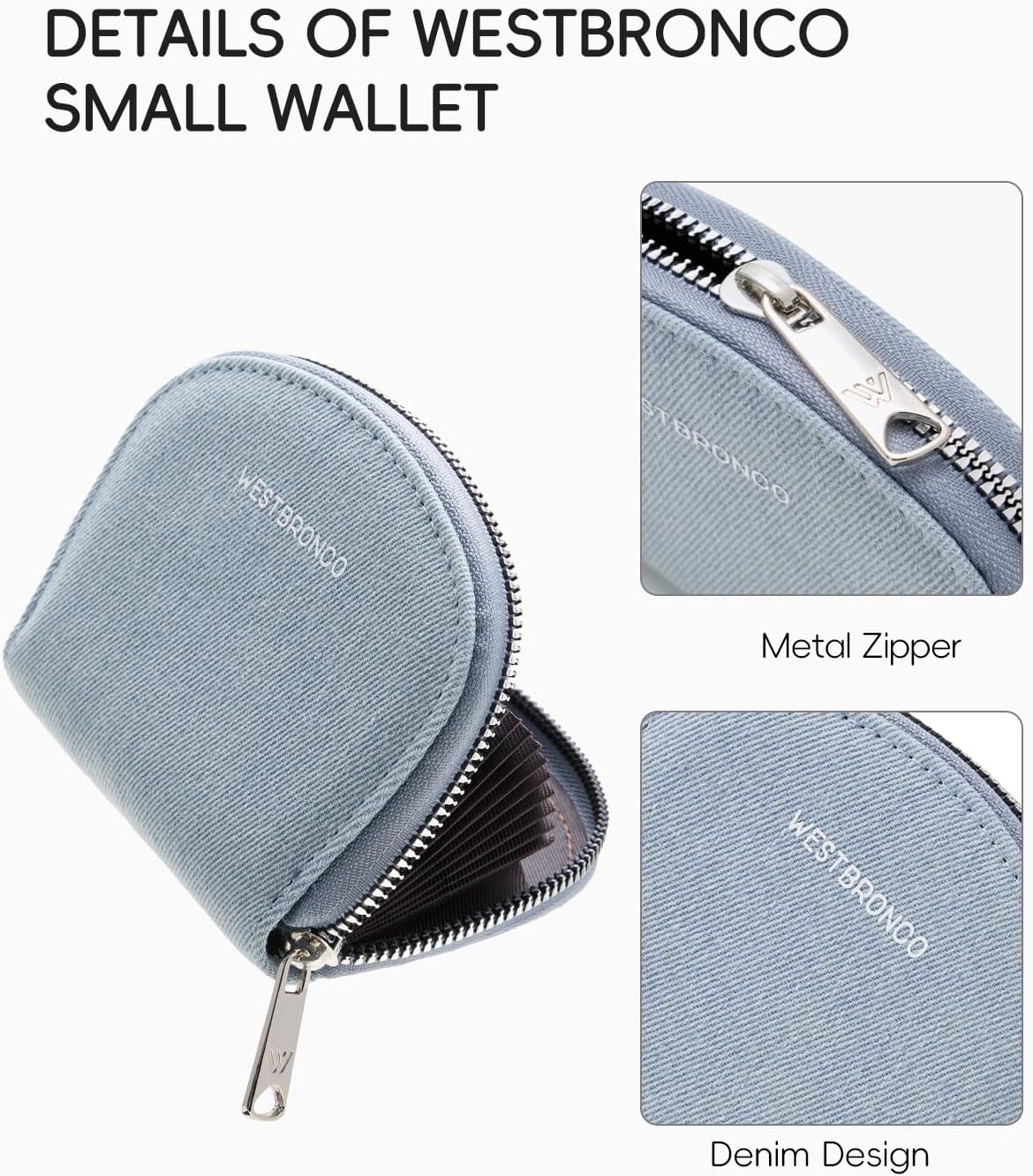 WESTBRONCO Mini Coin Purse for Women, RFID Blocking Accordion Wallet with 11 Card Slots, Slim Zipper Card Holder Coin Pouch for Travel & Everyday Use image 5