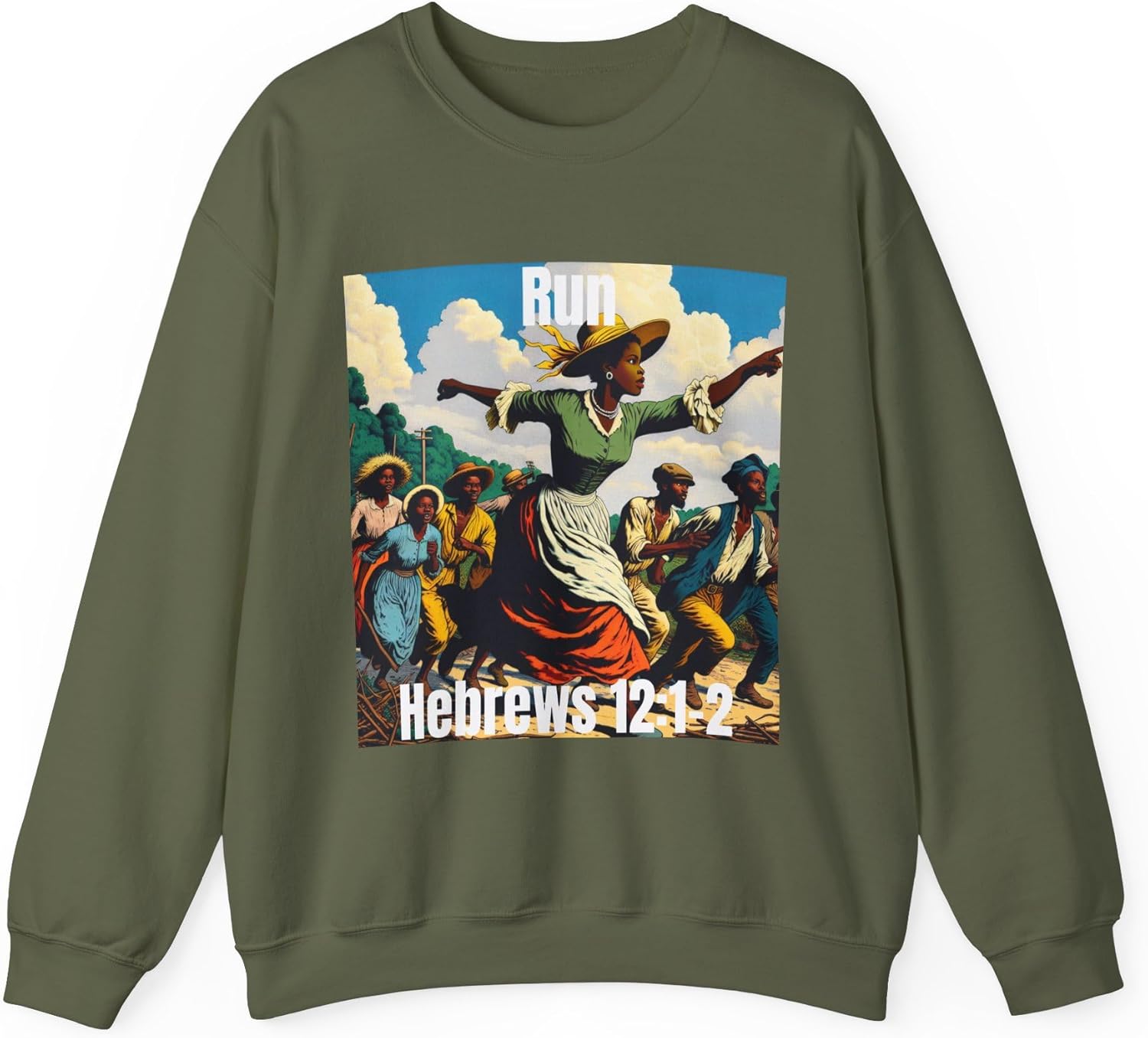 Run Harriet Hebrews 12:1-2 Unisex Heavy Blend™ Crewneck Sweatshirt (Prices vary by size)