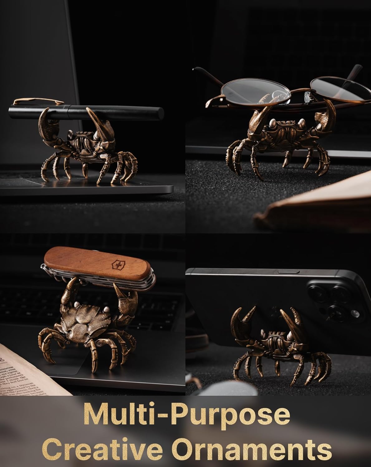 COPPERTIST.WU Crab Pen Holder Cute Creative Pencil Organizer for Office Desk Accessories, Desk Trinkets, or Funny Gifts for Crab Lovers