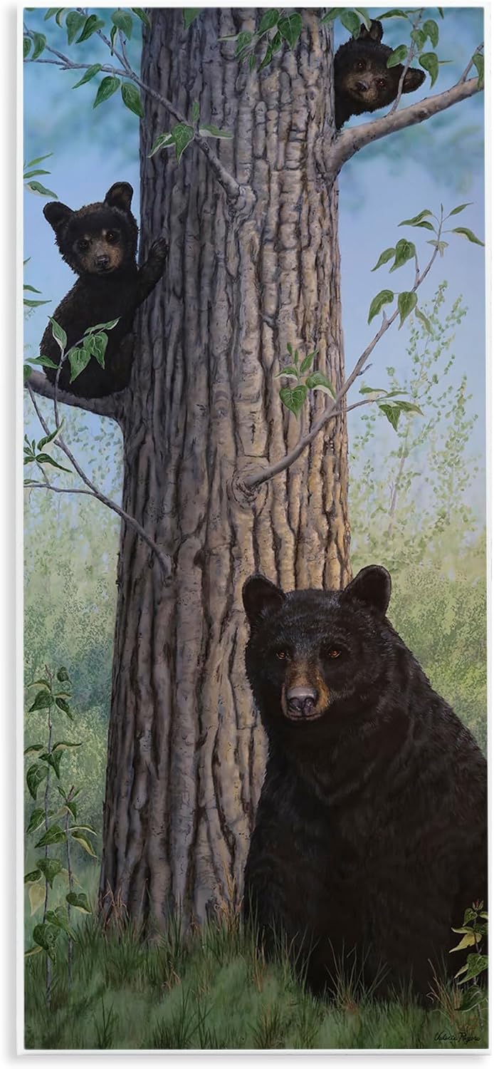 Stupell Industries Mama Bear & Cubs Wall Plaque Art Design by Valerie Rogers, 7 x 17