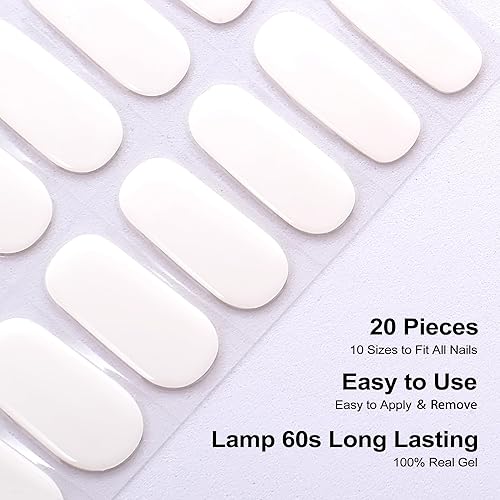 Miniatura 3 de Tiras de uñas de gel semicuradas, resistentes al astillado, fáciles de aplicar y quitar, 20 piezas de larga duración, 20 envolturas de uñas de gel