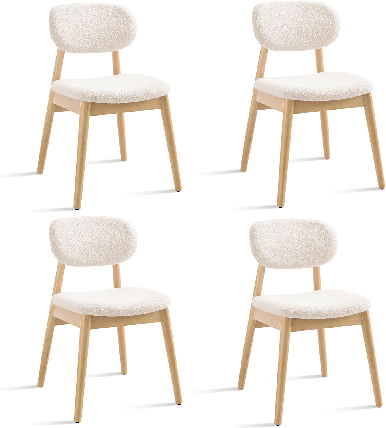 Upholstered Wooden Dining Chairs Set of 4, Cream