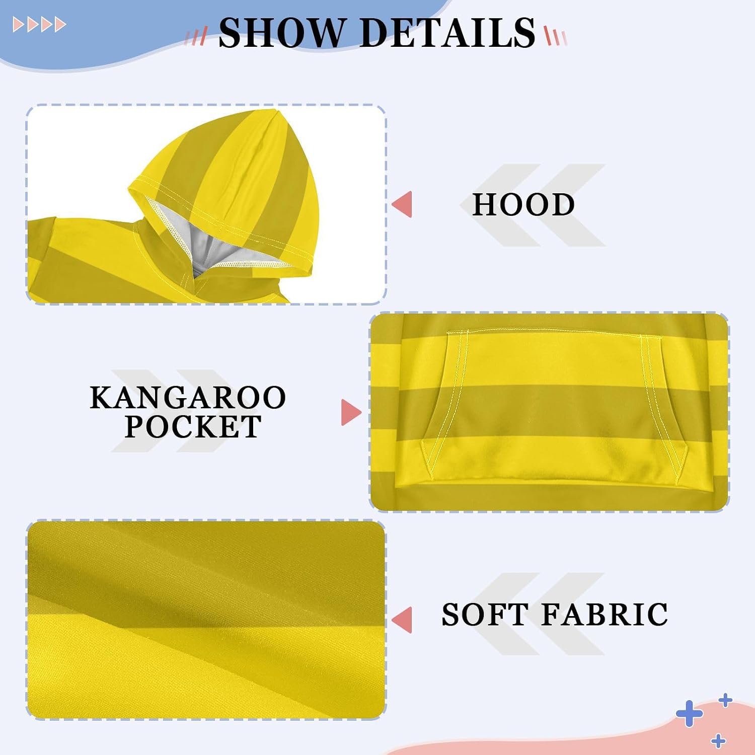 Yellow Brown Stripe Toddler Girls Pullover Hoodie Sweatshirt 4-14Y