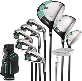 DIODIOO Complete Golf Clubs Package 13 Piece Club Sets Includes 9 Club Set for Men Woman Right Handed, True Temper Steel Shafts, Putter, Stand Bag & 3 H/C's Bonus Head