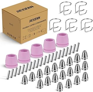 50 Piece AG60P Plasma Cutter Consumables Kit Includes Cutting Torch Tips and Nozzles – Compatible with AG60, WSD60, AG60P, CUT55P Plasma Cutters