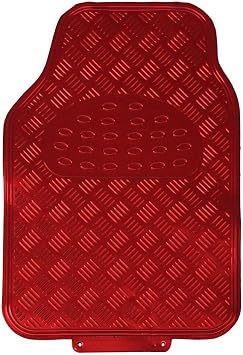 JVL Titan Car Mat Set Metallic Design with Rubber Backing, Red