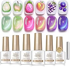 BORN PRETTY Cat Magnetic Eye U V Gel Nail Polish Set of 6 Glitter U V Nail Polish with Magnet Soak-Off for Beginners, DIY Nail Art Manicure Salon