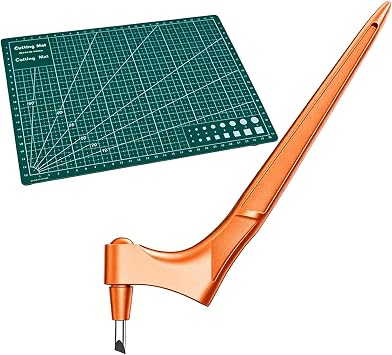 Rotating Precision Craft Knife, 5-Piece Orange Craft Tool Set with Swivel Cutting Function, Ideal for Precision Stencil Making and Scrapbooking, Equipped with 15  30  45  Engraving Heads & Cutting Mat