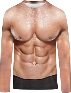 Mens Halloween Tshirts Unisex Fake Muscle Hairy Chest Skeleton 3D Printed Shirts S-XXL