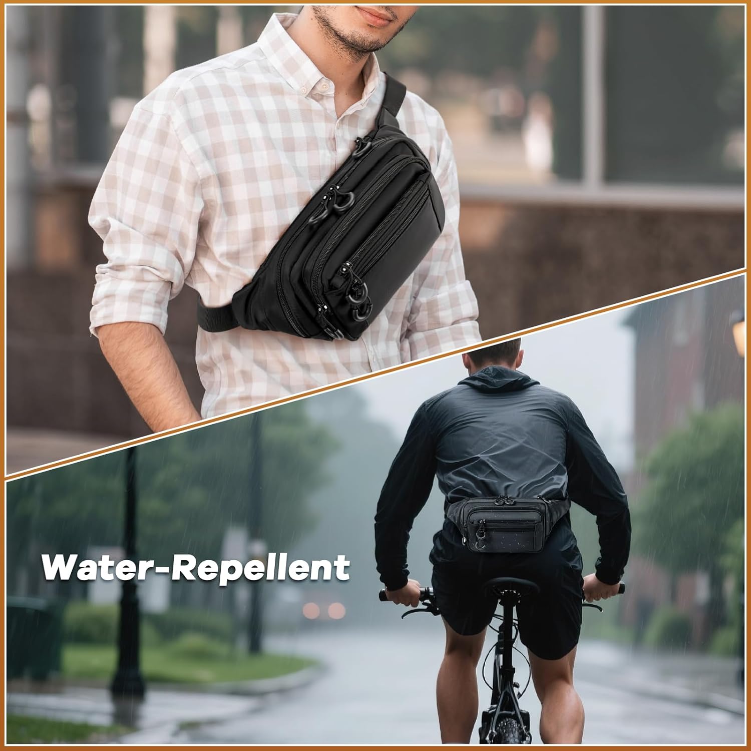 Waist Chest Running Bag - Tactical Men Women Fanny Pack w/Adjustable Waist Belt/Zippered Pockets/Universal Holster/Compact Lightweight Belt Bag - Image 4