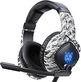 Headset Gamer com Microfone PC K19 MOPOWER rgb Fones Ouvido é compatível com PS4 XBOX One,PS5,Controle de Volume para Computador Portátil Mac Microfone Suporte para Fone com Cancelamento de Ruído, Som Surround 7.1, Headband Ajustável Fone de Ouvido com Fio Macho Fêmea Preto RGB