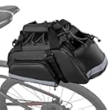 GRAOSO Bike Rear Rack Bag, Pannier Bags for Bicycles with 12L Capacity, Bike Trunk Cooler Bag with Reflective Strips, Reinforced Handle and Removable Shoulder Strap