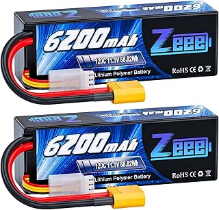 Zeee 3S Lipo Battery 6200mAh 11.1V 120C Hard Case RC Battery with XT90 Connector for 1/8 1/10 Scale Vehicles RC Car Tank Trucks Racing Models(2 Pack)