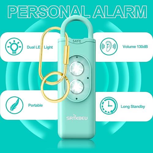Miniatura 2 de Alarma personal para mujeres  con luz estroboscópica LED doble, sonido seguro 130dB sirena, llavero portátil de seguridad de autodefensa para niños