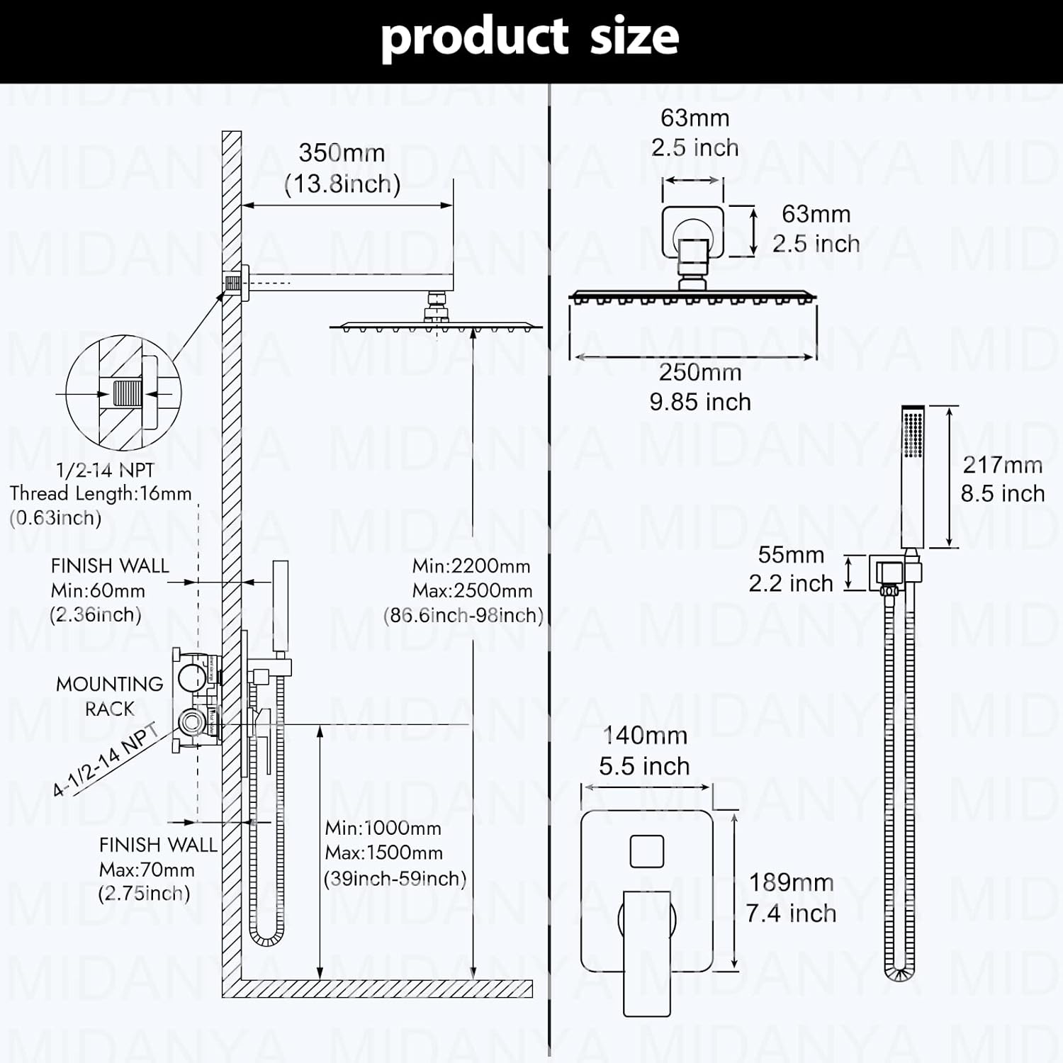 Bіg Sаlе Midanya Matte Black Rain Shower System 10 Inch Square Rainfall Shower Head Wall Mount Shower Faucet Set with Hand Sprayer Pressure Balancing Rough-in Valve Trim Kit Bathroom Mixer Shower Combo Set Suреr Chеар 🛒 Midanya Matte Black Rain Shower System 10 Inch Square Rainfall Shower Head Wall Mount Shower Faucet Set with Hand Sprayer Pressure Balancing Rough-in Valve Trim Kit Bathroom Mixer Shower Combo Set