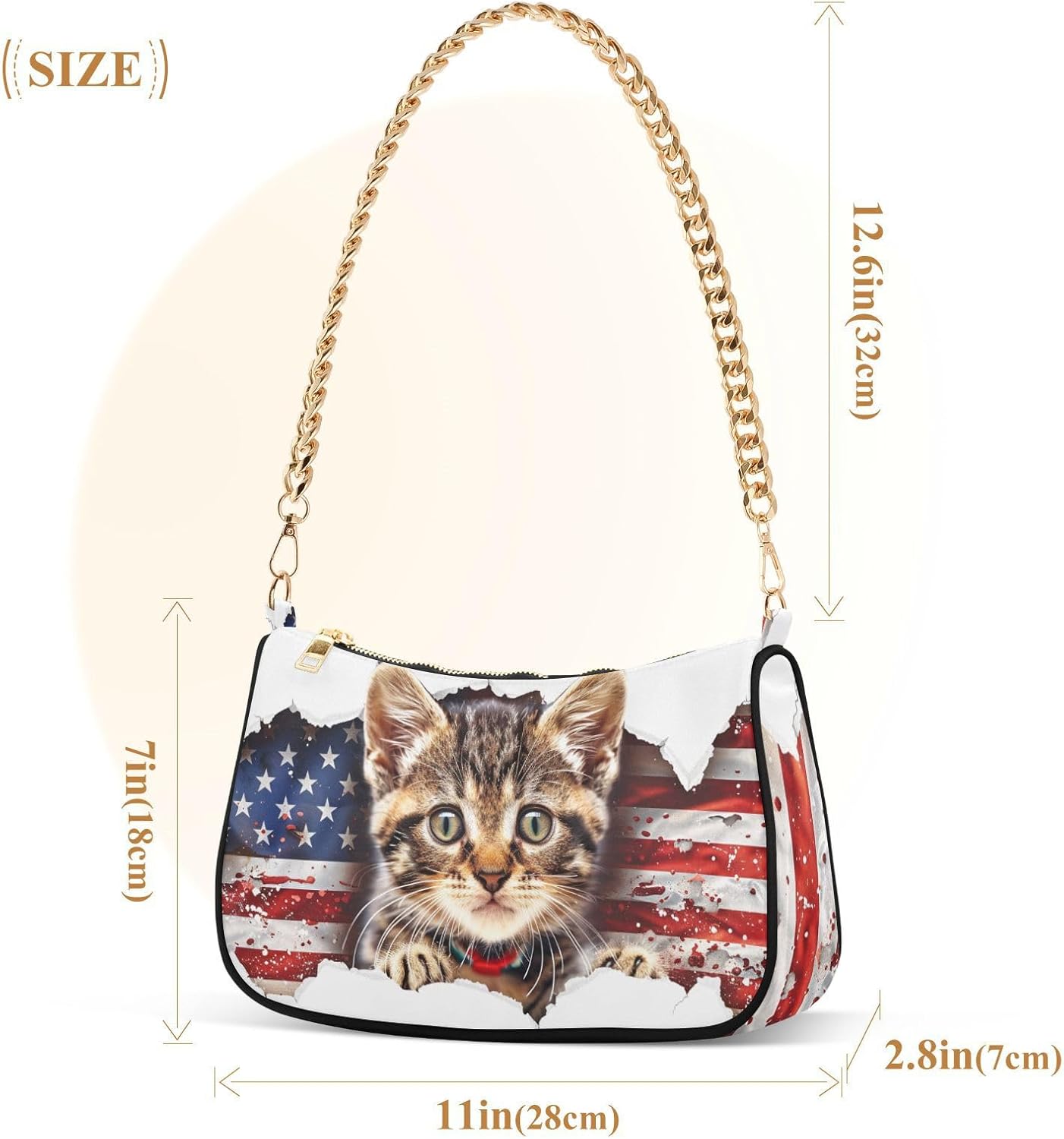 Shoulder Bags for Women American US Flag Independence Day Patriotic Hobo Tote Handbag Small Clutch Purse with Zipper Closure - Image 4