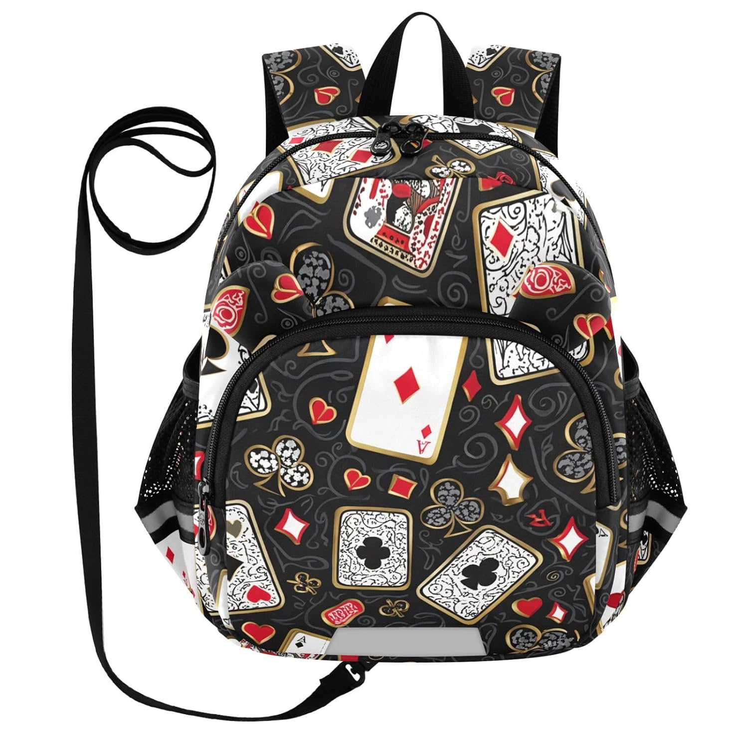 Card Clover Swirls Black Toddler Harness Backpack for Boys Girls 3-6 Years Kids Backpack with Anti Lost Safety Leash Baby Travel Bag for Travel Walking Preschool
