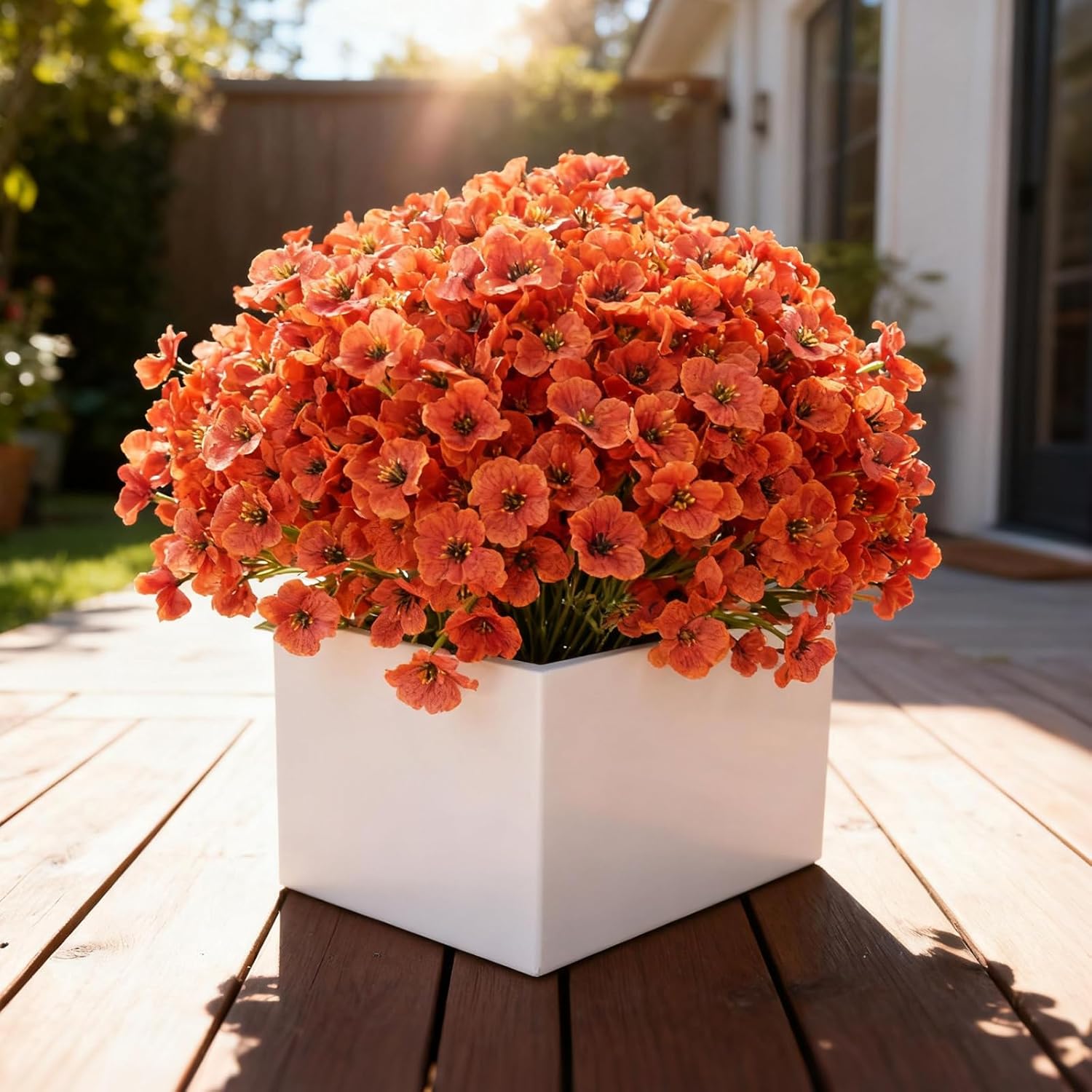 Artificial Fall Flowers for Outdoor Faux Plants for Spring Summer Decoration, UV Resistant Realistic Silk Plastic Fake Autumn Fall Flowers Garden Porch Patio Balcony Yard Front Home Decor, 24 Bundles