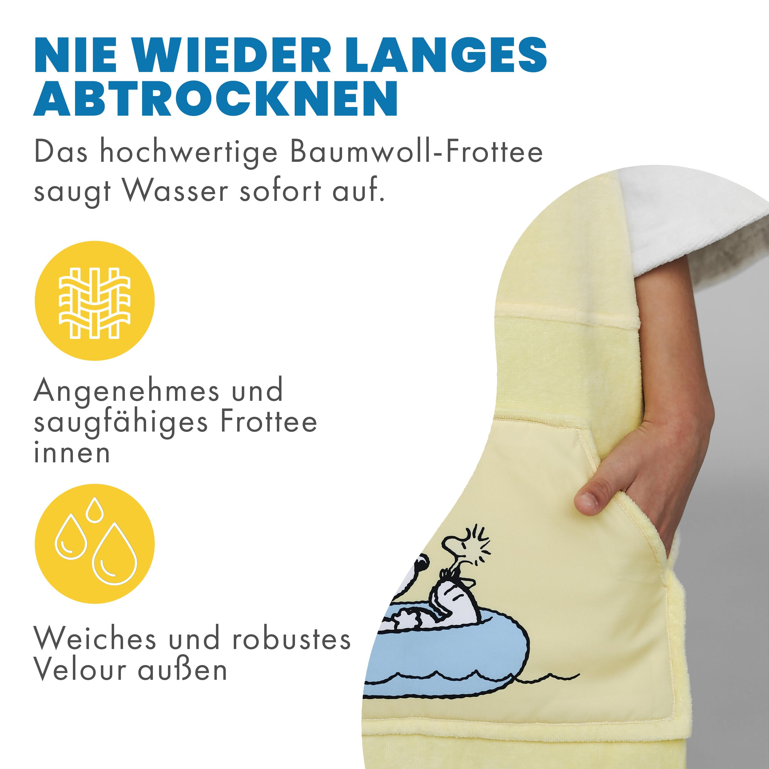 WAVE HAWAII Surf Poncho kąpielowe damskie i męskie, rozmiar M, 161–183 cm | Poncho surfingowe dla dorosłych z bawełny 95–100%, chłonny ręcznik frotte, poncho do przebierania