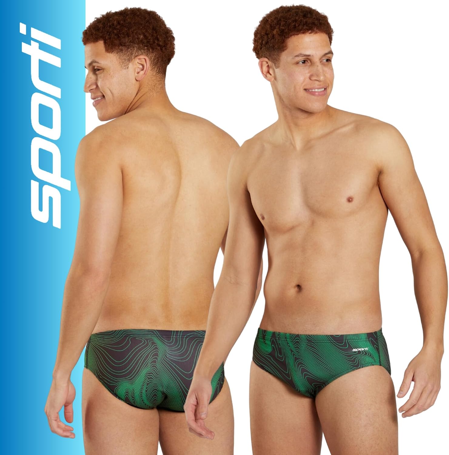 Sporti Men's Swim Briefs with Hydrolast Tech - Bathing Suit for Swimmer - Men's Athletic Swimwear Briefs for Lap Swimming