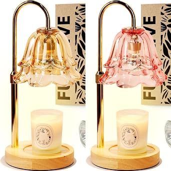 Flower Candle Warmer Lamp with Timer Dimmable, Christmas Birthday Gifts for Women Mom, Candle Warming Light Height Adjustable, Wax Melt Warmer for Jar Scented Candles, Housewarming Candle Lamp