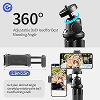 Vista 5 de Aureday Trípode para teléfono, trípode flexible para iPhone y teléfono celular Android, viene con control remoto inalámbrico y clip para grabación