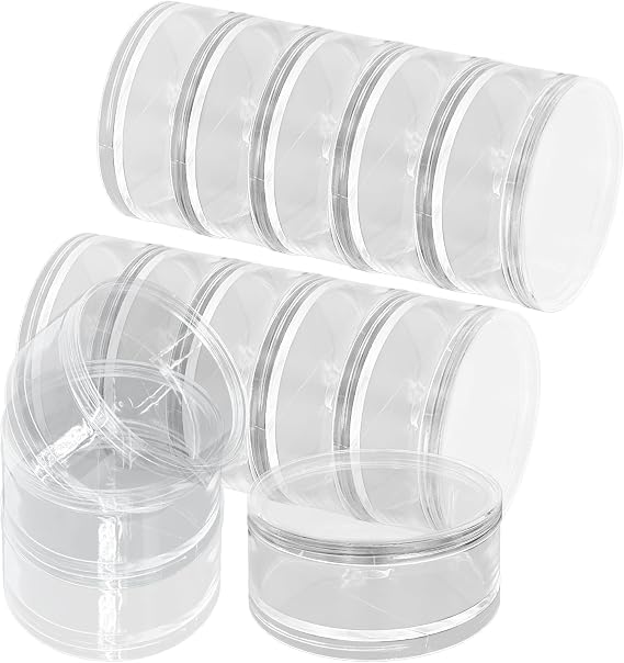 Luomorgo 2 Sets Stackable Clear Plastic Containers with Screw Lids - 60ML 5-Layer Organizer for Cosmetics, Jewelry Beads, Nail Art & Craft Storage