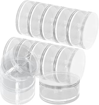 Luomorgo 2 Sets Stackable Clear Plastic Containers with Screw Lids - 60ML 5-Layer Organizer for Cosmetics, Jewelry Beads, Nail Art & Craft Storage