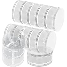 Luomorgo 2 Sets Stackable Clear Plastic Containers with Screw Lids - 60ML 5-Layer Organizer for Cosmetics, Jewelry Beads, Nail Art & Craft Storage