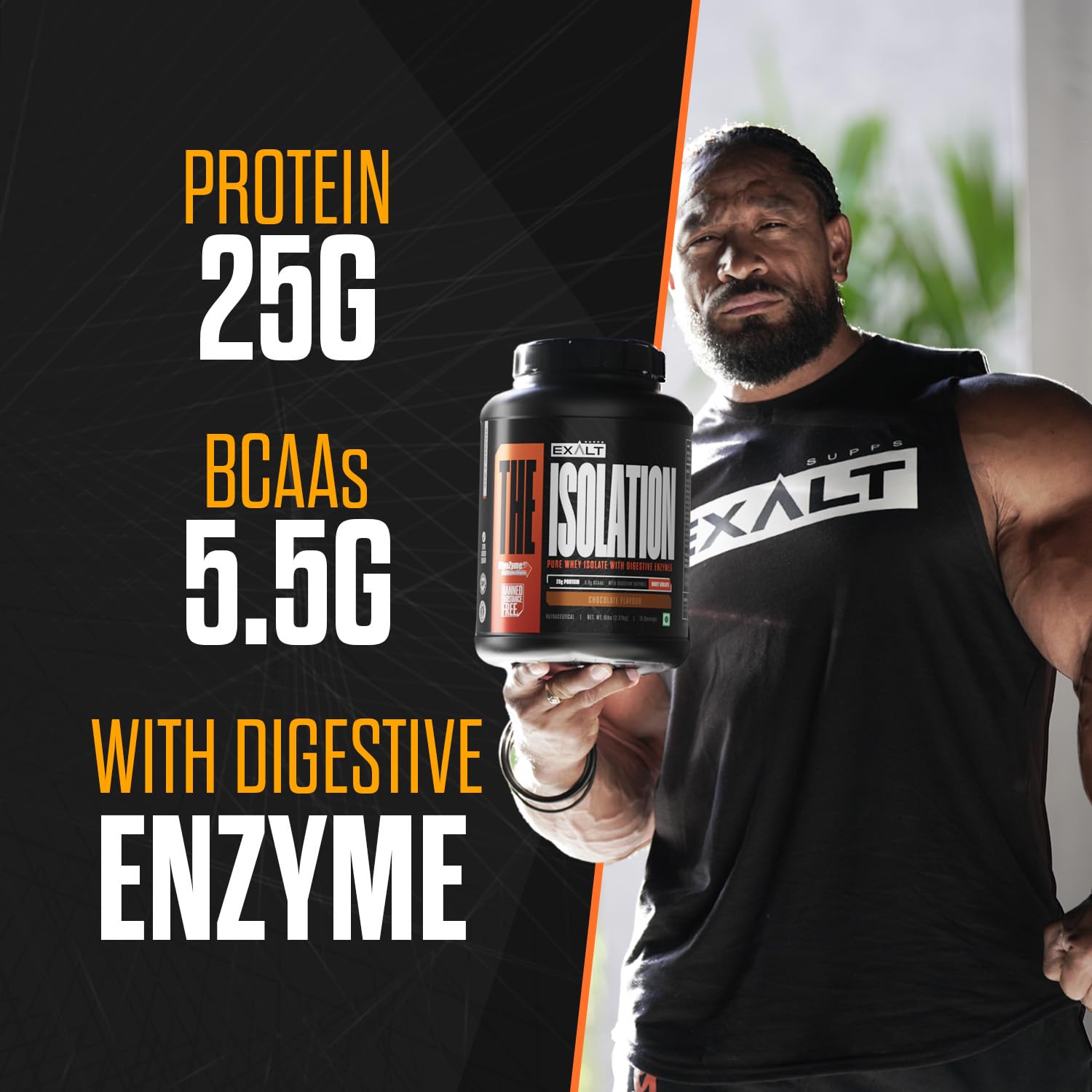 The Isolation Pure Whey Isolate With Digestive Enzymes | 25g Protein | 5.6g BCAAs | 150mg Digestive Enzyme | Zero Added Sugar | Whey Isolate (907 gm, Chocolate) — Amazon image 4