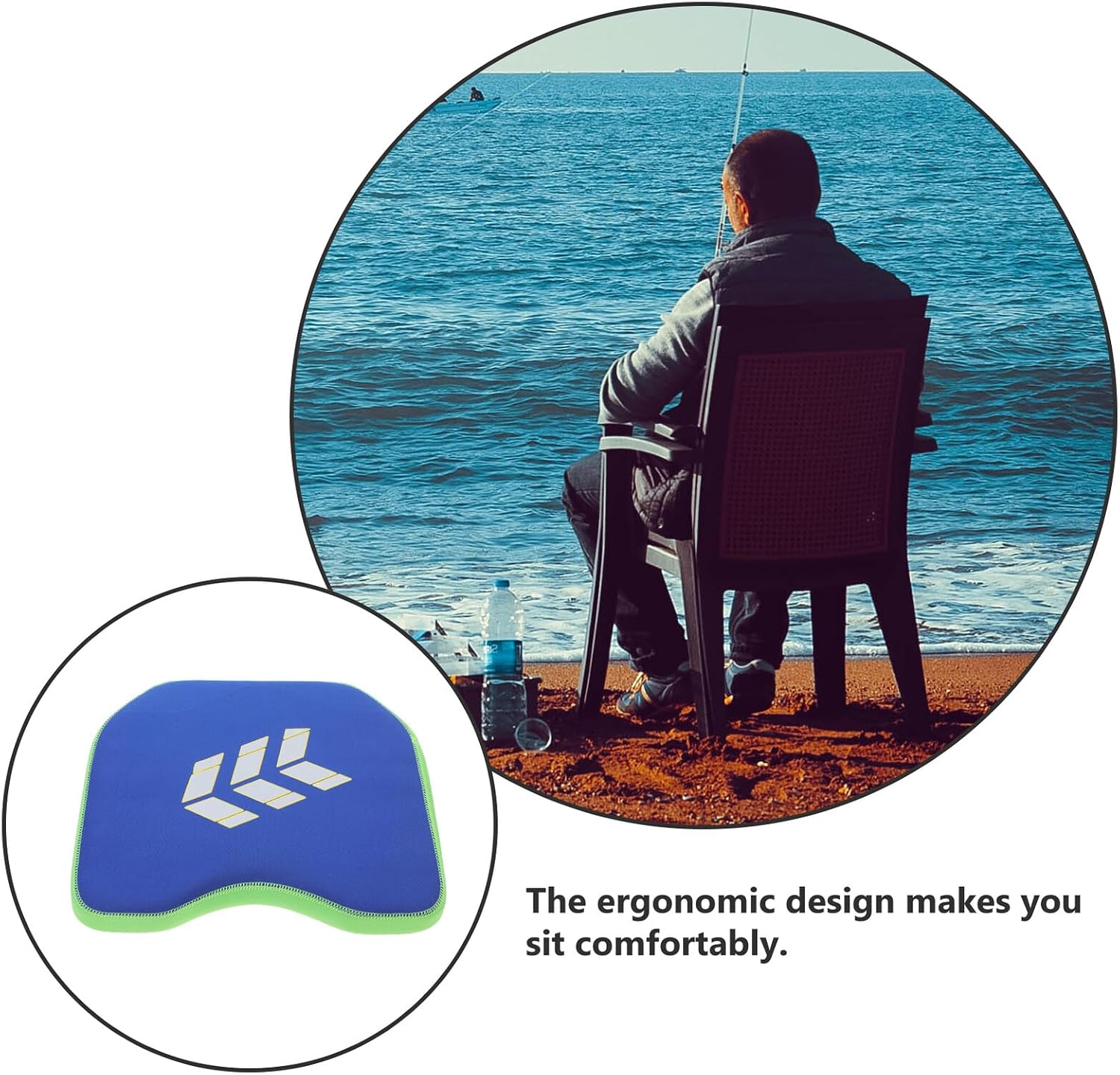 Zerodeko 2pcs Blue Memory Foam Fishing Seat Cushions with Elastic Support, Kayak and Boat Pad for Outdoor Fishing and Boating