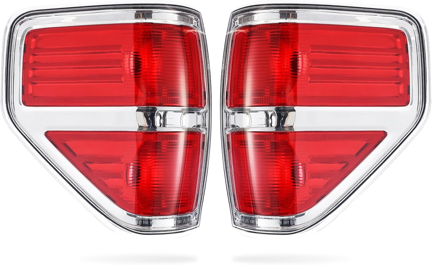 Boine F150 Tail Light Compatible With 2009 2010 2011 2012 2013 2014 Ford F150 F-150 Pickup Driver and Passenger Side Rear Tail Light Lamp Housing - Chrome trim