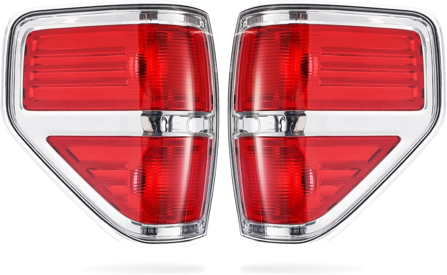 Boine F150 Tail Light Compatible With 2009 2010 2011 2012 2013 2014 Ford F150 F-150 Pickup Driver and Passenger Side Rear Tail Light Lamp Housing - Chrome trim
