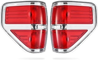 Boine F150 Tail Light Compatible With 2009 2010 2011 2012 2013 2014 Ford F150 F-150 Pickup Driver and Passenger Side Rear Tail Light Lamp Housing - Chrome trim