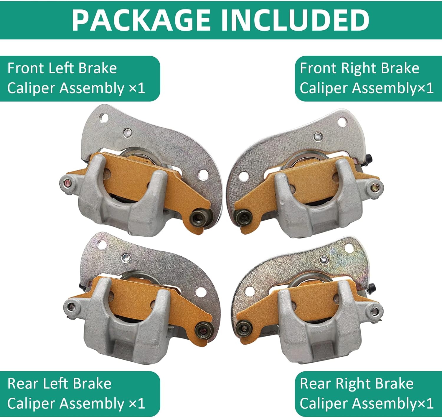 M MATI Front & Rear Brake Calipers for Yamaha ATV 2009-2014 Grizzly 550 YFM550 2007-2020 Grizzly 700 YFM700 with Pads 3B4-2580T 3B4-2580U 3B4-2580V 3B4-2580W