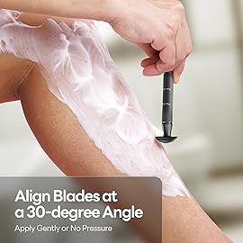 CAVEEM Double-Edge Safety Razor, Single-Blade Razors with 5 Stainless Steel Razor Blades for Men and Women, Reusable Metal Razor - Gun Metal Black