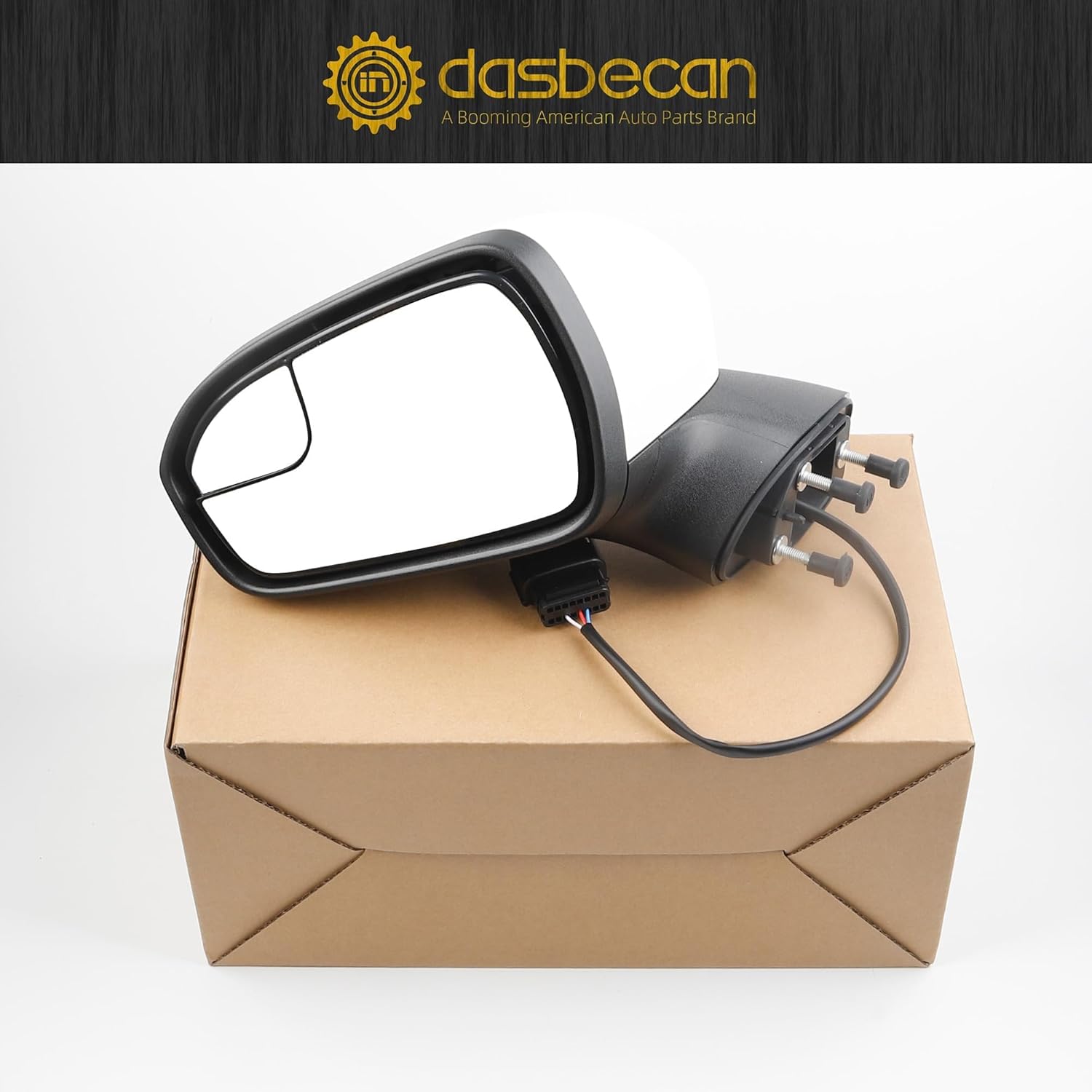 Dasbecan Left Driver Side Mirror Assembly Compatible with Ford Fusion 2016-2022 Rear view Mirror | Electric Adjustment | White| Replace# FS7Z-17683-B, 3Pins