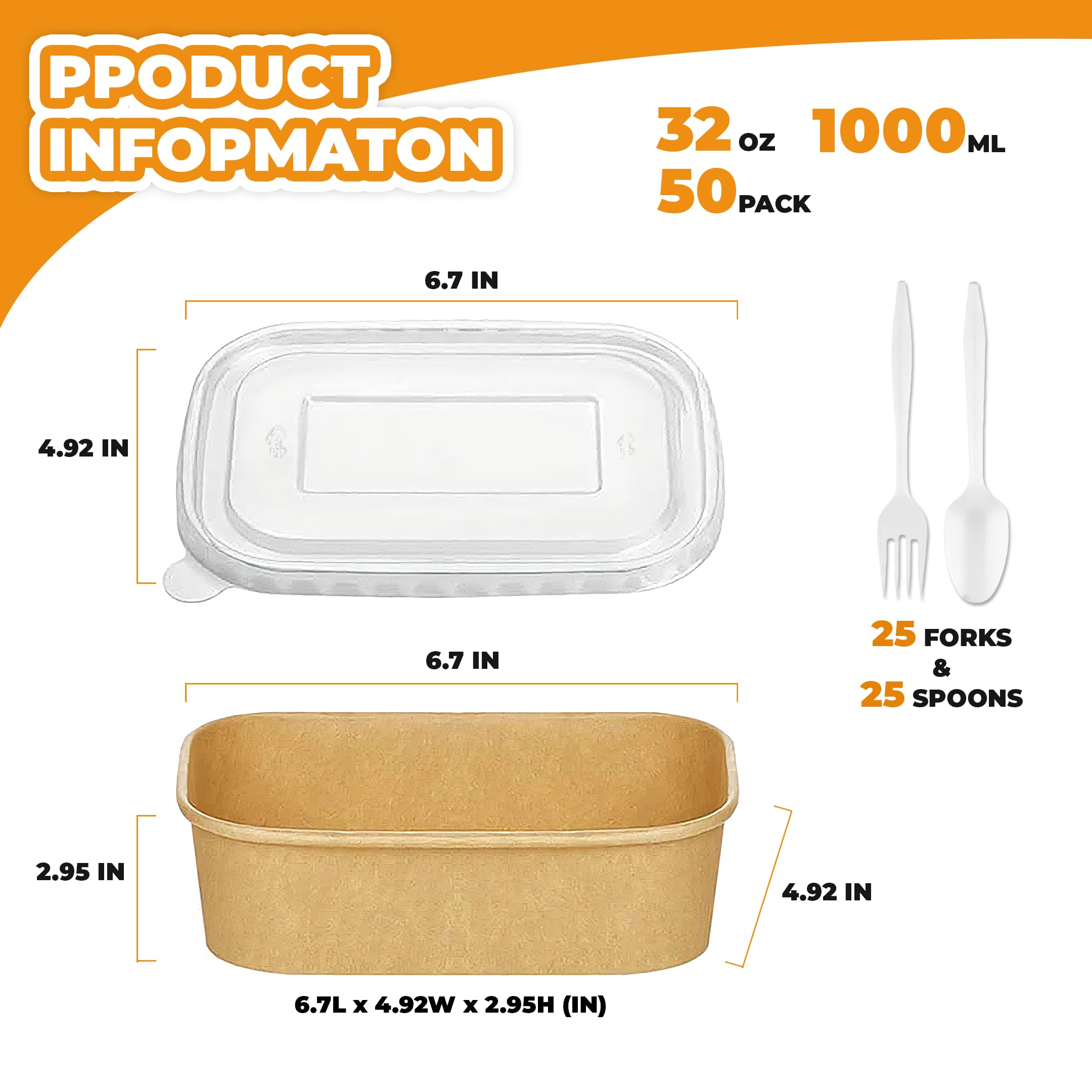 Large Paper Bowls with Lids - 50 Pack -3 Large Paper Bowls with Lids - 50 Pack -3