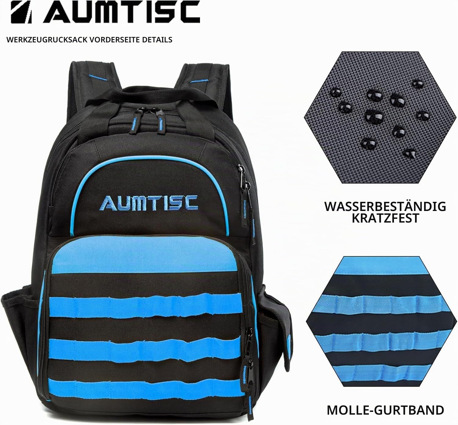 AUMTISC Werkzeugrucksack Werkzeugtasche Hochleistungs-werkzeug rucksack mit Mehrzwecktasche Industrie- und Bauarbeitsrucksack