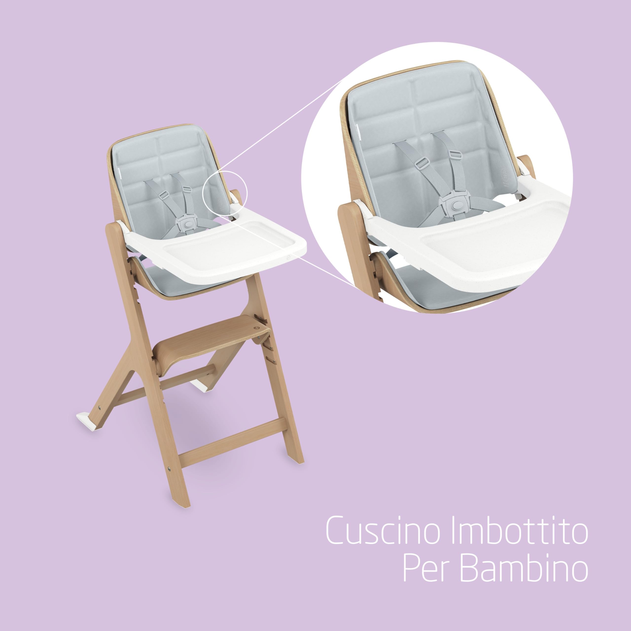 Maxi-Cosi Nesta Kit Bambino, Rivestimento Seggiolone, Accessori in Legno, per Bambini 6 Mesi - 3.5 Anni (9-15 kg Circa), Colore Beyond Sky Grey