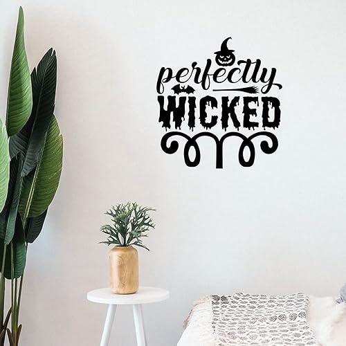 Adhesivo decorativo de pared de Halloween, calcomanías de pared perfectamente malvadas para comedor, sala de estar, dormitorio, oficina, escuela,