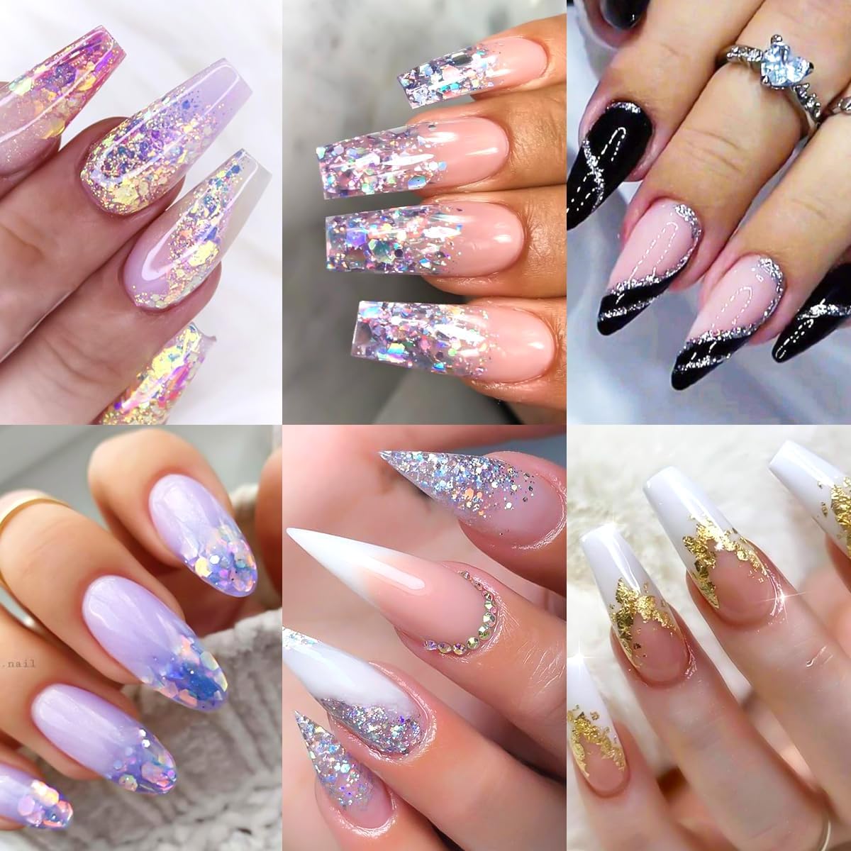 Holographic Nail Glitter Foils Sequins, 36 Colors Sparkly Ultra-Thin Aluminum Foil Nail Art Flakes and Shiny Glitters Mermaid Paillettes Acrylic Supplies for Women Manicure DIY Decorations
