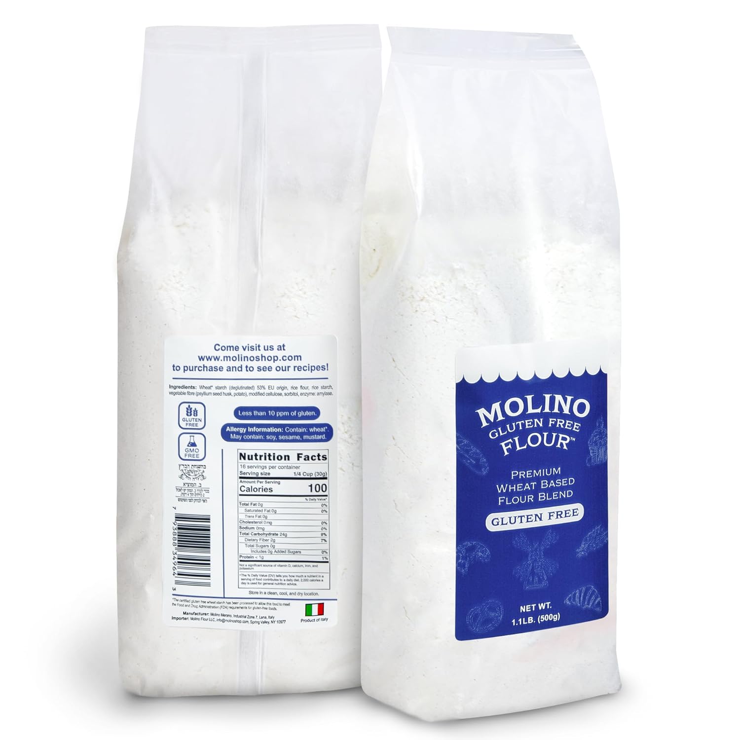 Molino Flour Molino Gluten Free Flour All Purpose Flour Made with Wheat Starch 1.1 Pounds Per Bag (4 Pack)