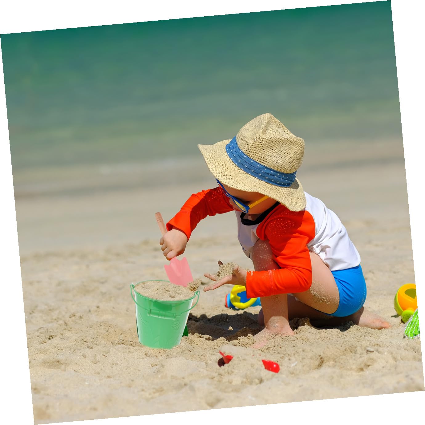 Secchiello Mare 6pezzi in Ferro con Manico, Giocattolo Creativo | Paletta Inclusa, per Bambini e Bambini Piccoli, Vacanze Estive, Gioco da Spiaggia Colore Casuale