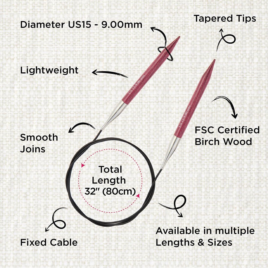 KnitPro Dreamz Fixed Circular Needles 32" (80cm) | US Size 13 (9mm) image 3