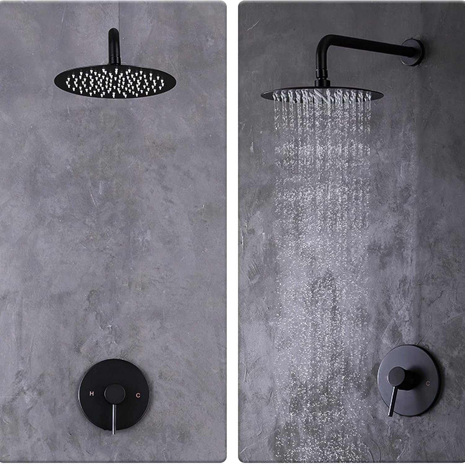 Shower Only Faucet Set, Bathroom Rain Mixer Shower Head Concealed Portable Round Rainfall Shower System,Chrome,8inch